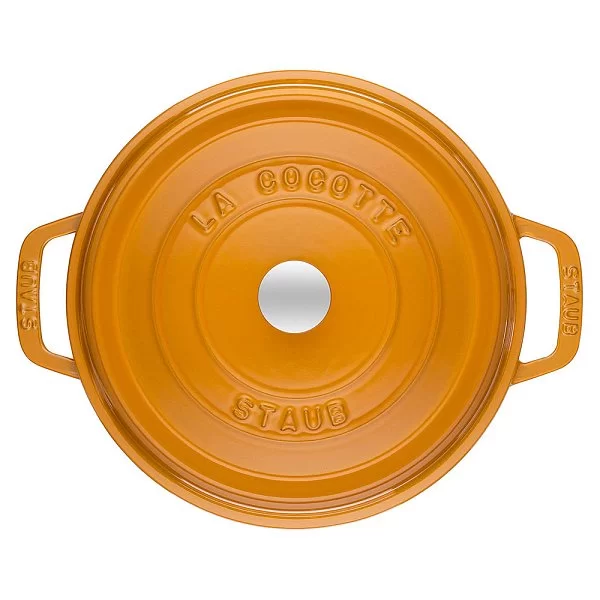 Кокот круглый чугунный 5,2 л цвет горчичный, диаметр 26 см, Staub, Франция, 1102612 - изобр. 8