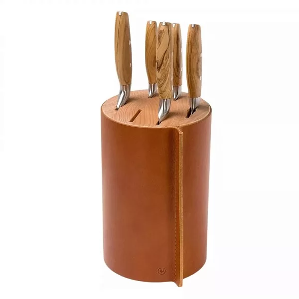 Набор из 5 кухонных ножей в дизайнерской подставке из бука и кожи Amici, Wusthof, Германия, 1091370501 - изобр. 8