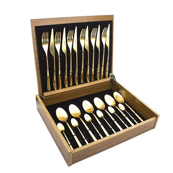 Набор столовых приборов Icon Matte Gold Brushed на 6 персон, 24 предмета, цвет золотой , нержавеющая сталь, Cutipol, Португалия, IC.006 GB - изобр. 13