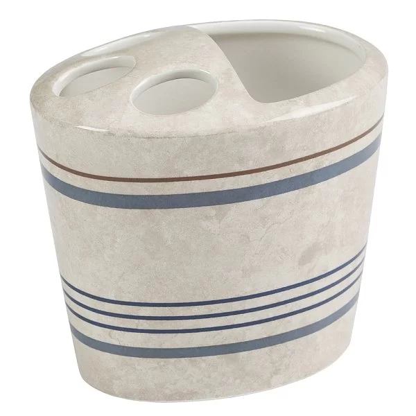 Стакан для зубных щеток Ticking Stripe 9х11х11 см, материал керамика, Creative Bath, США, TIC60BLU - изобр. 7