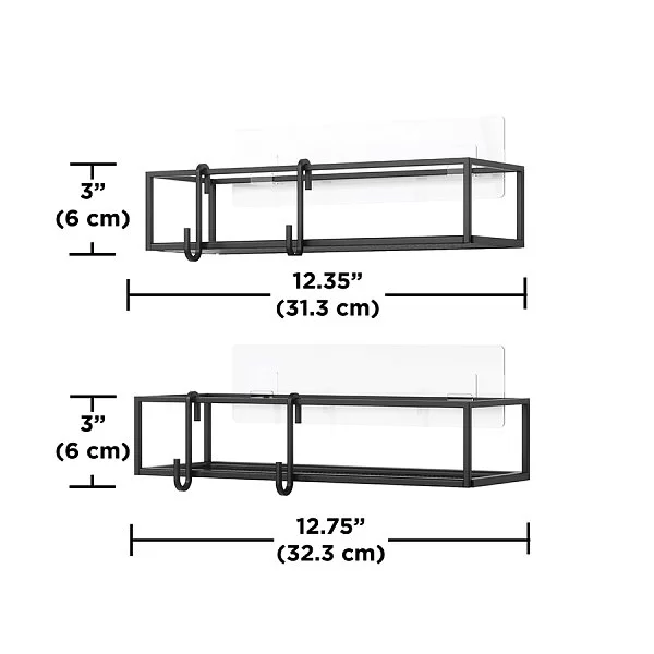 Набор из 2 полок для ванной Cubiko 32x12x6 см, сталь, цвет черный, Umbra, Канада,1018615-040 - изобр. 10