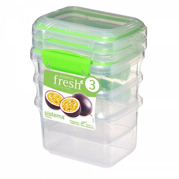 Набор из 3-х пищевых контейнеров FRESH 11,5х9х16 см, материал пластик, цвет зеленый, Sistema, Новая Зеландия, SI951543 - изобр. 7