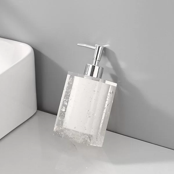 Дозатор для жидкого мыла Clarity White, диаметр 7 см, цвет белый, полистоун, Kassatex, LAR-LD-WHT - изобр. 8