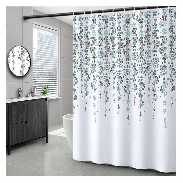 Шторка для ванной комнаты Garland 180х180 см, полиэстер, цвет белый + зеленый, Carnation Home Fashions, США, ALA180GRN - изобр. 8