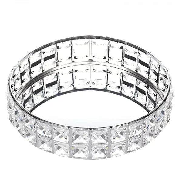 Подставка для предметов круглая Crystal Silver 25х7 см, металл + хрустальное стекло, цвет серебряный, Kassatex, США, CRY-R2TR-SLV - изобр. 7