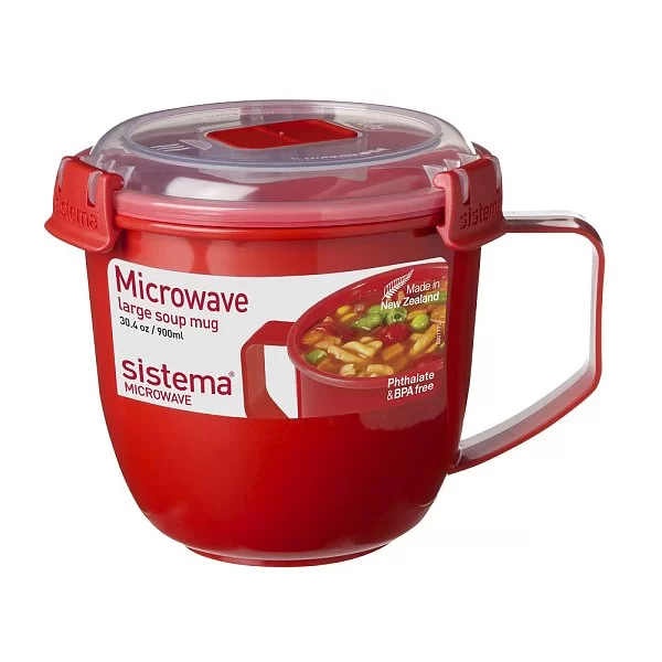 Кружка суповая MICROWAVE 15,5х13х12 см, материал пластик, цвет красный, Sistema, Новая Зеландия, SI1141 - изобр. 7