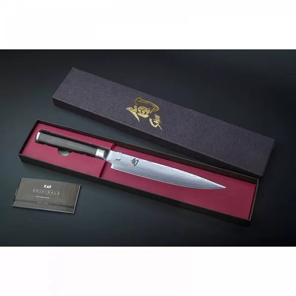 Нож для тонкой нарезки Shun Classic, длина лезвия 18 см, сталь VG-MAX в обкладках из дамаска, Kai, Япония, KAI-DM-0768 - изобр. 10