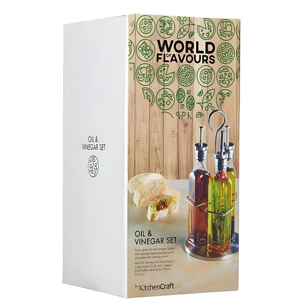 Набор из 3 стеклянных бутылок для масла и уксуса World of Flavours 270мл, Kitchen Craft, Великобритания, ICGLSALSET - изобр. 8