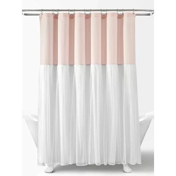 Шторка для ванной комнаты Tulle Frill Pink 183х183 см, полиэстер, цвет розовый, Carnation Home Fashions, TFL183PNK - изобр. 7