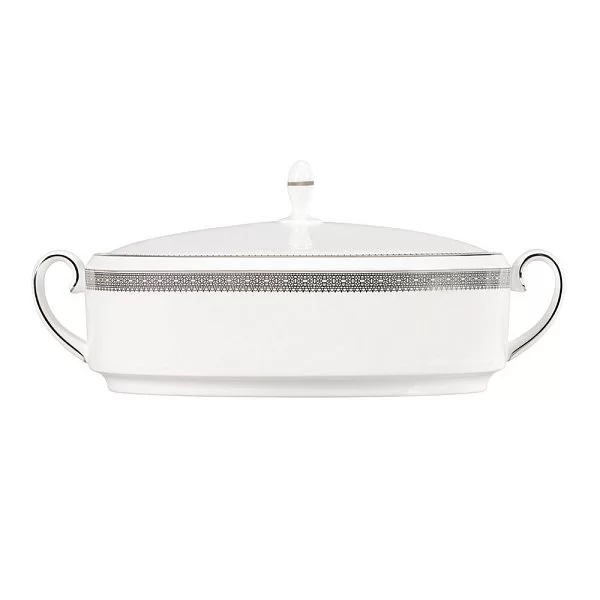 Блюдо для овощей с крышкой Vera Wang Lace Platinum 24 см, 1400 мл, материал фарфор, цвет белый, Wedgwood, Великобритания, 50127205601 - изобр. 7