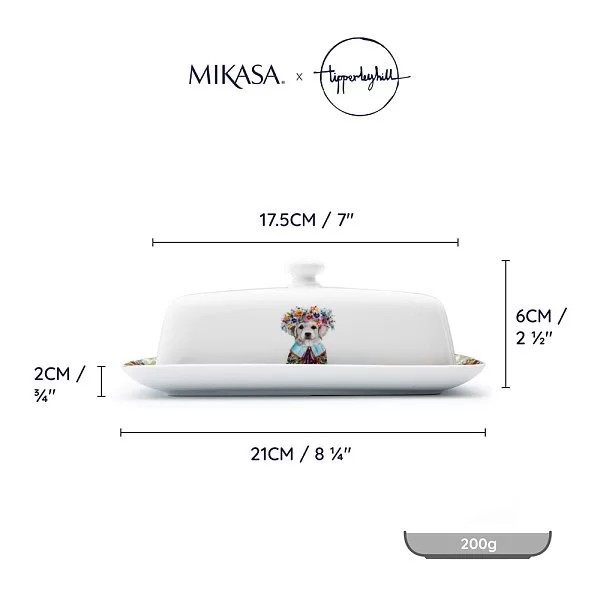 Маслёнка Mikasa Tipperleyhill 21x11x7 см, фарфор, Kitchen Craft, Великобритания, MKTIPPBUTPUP - изобр. 12