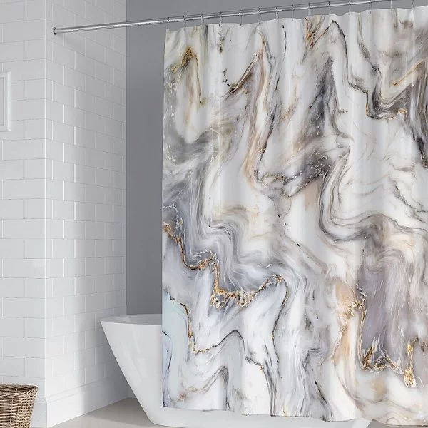 Шторка для ванной комнаты Marble Taupe, 180х230 см, цвет бежевый, полиэстер, Carnation Home Fashions, США, MRB230T - изобр. 8