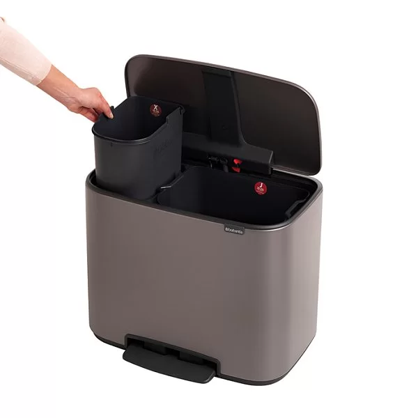 Мусорный бак 2 секции Pedal Bin Bo, платиновый, 11+23л, Brabantia, 121203 - изобр. 14