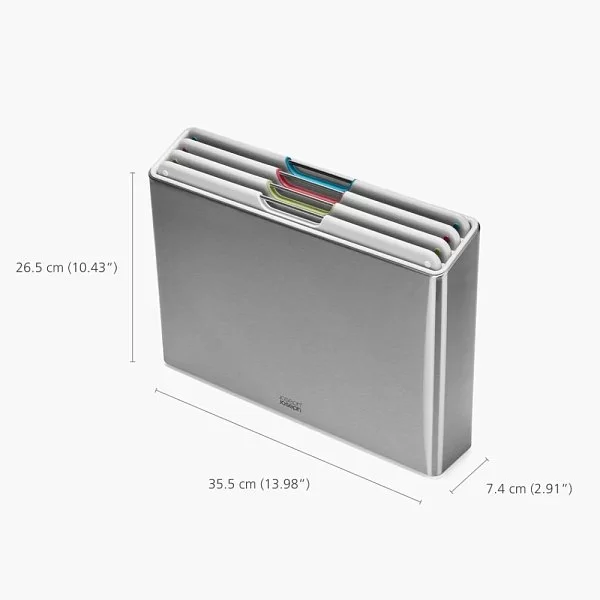 Набор из 4 разделочных досок Folio Steel 35,5х26,5х7,4 см, пластик + нержавеющая сталь, цвет стальной, Joseph Joseph, Великобритания, 1000072 - изобр. 12