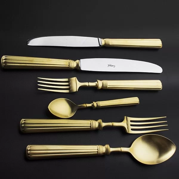 Набор столовых приборов Line Matte Gold Brushed на 12 персон, 72 предмета, цвет золотой, нержавеющая сталь, Cutipol, Португалия, L.72 GB - изобр. 11