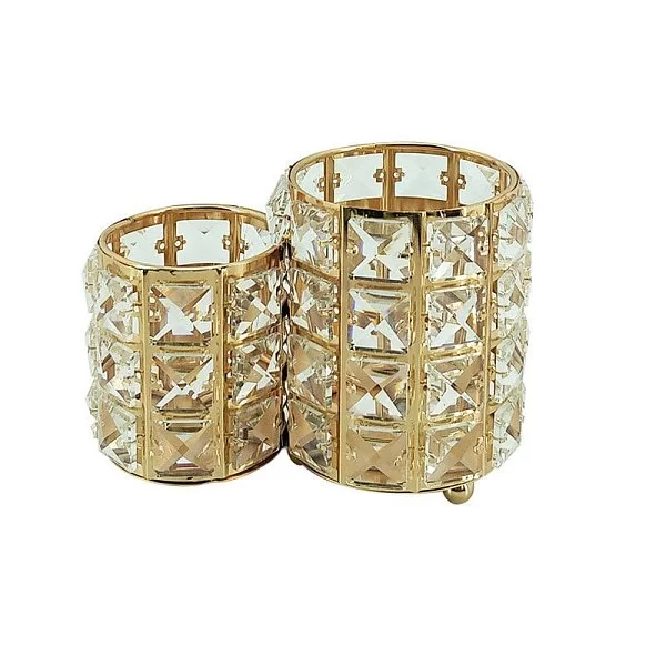 Органайзер для косметических принадлежностей Crystal Double Gold 17х9,5х12 см, металл + хрустальное стекло, золотой, Kassatex, США, CRY-ORW-GD - изобр. 7