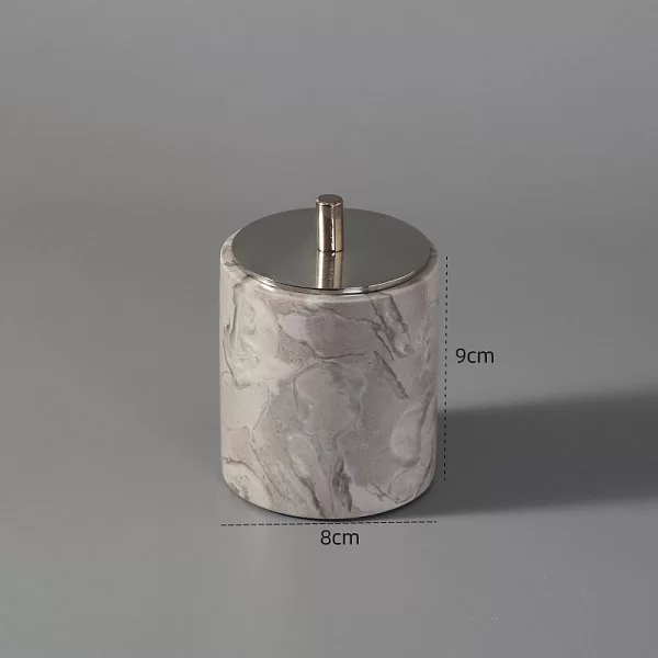 Косметическая емкость круглая Lotus Beige, 8х8х9 см, цвет бежевый, мрамор, Kassatex, США, LOS-CJR-BGE - изобр. 8