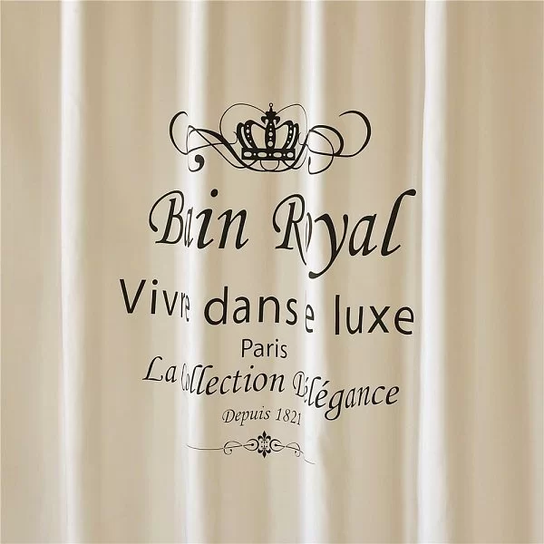 Шторка для ванной комнаты Bain Royal 180х200 см, полиэстер, цвет кремовый + черный, Carnation Home Fashions, США, RYL180WB - изобр. 9