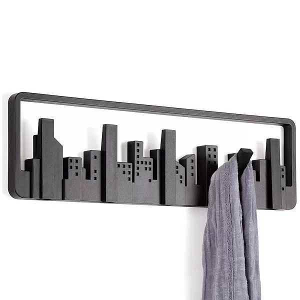 Вешалка настенная Skyline 50х14,5х3 см, цвет черный, материал полистирол, Umbra, Канада, 318190-040 - изобр. 9