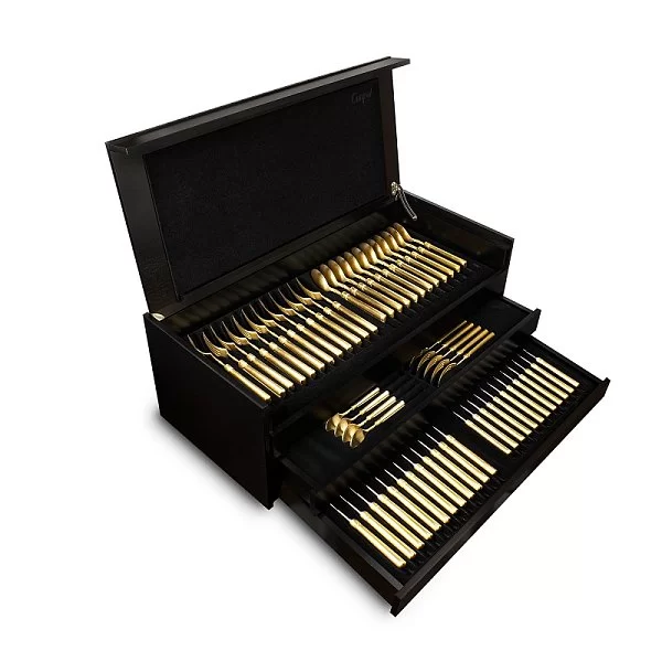 Набор столовых приборов Fontainebleau Gold Brushed на 12 персон, 72 предмета, цвет золотой, нержавеющая сталь, Cutipol, Португалия, P1A.72 GB - изобр. 15
