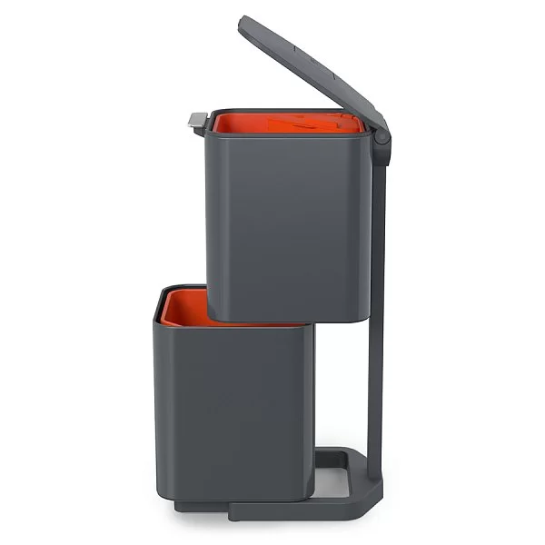 Контейнер для мусора с двумя баками Totem Compact 40 л, 37х76х30 см, низкоуглеродистая сталь, цвет графит, Joseph Joseph, Великобритания, 30065 - изобр. 10