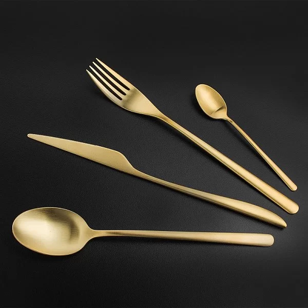 Набор столовых приборов Icon Matte Gold Brushed на 6 персон, 24 предмета, цвет золотой , нержавеющая сталь, Cutipol, Португалия, IC.006 GB - изобр. 14