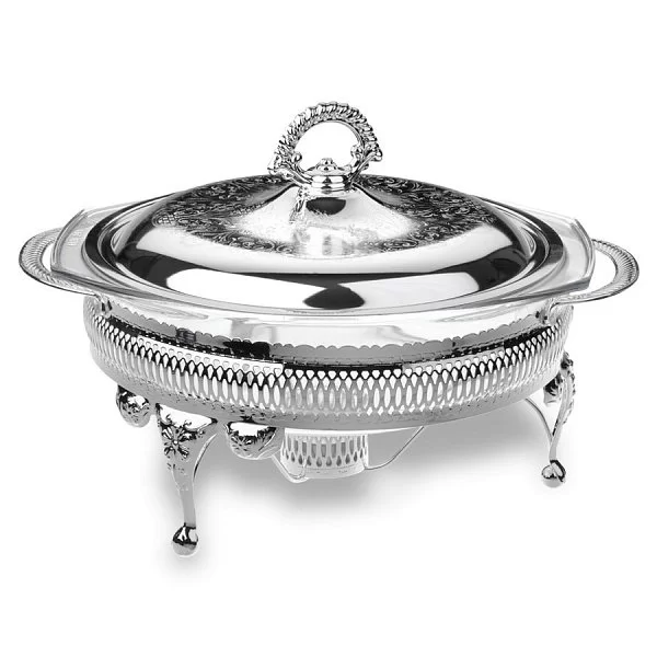 Мармит круглый с крышкой и подогревом 29х25х19 см, нержавеющая сталь с посеребрением + стекло, Queen Anne, Великобритания, QA-0/6311 - изобр. 7