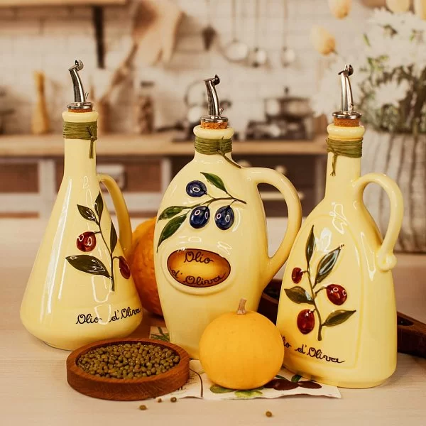 Бутылка для масла Giallo limone 750 мл, керамика, Nuova Cer, Италия, 8155-GLM - изобр. 8