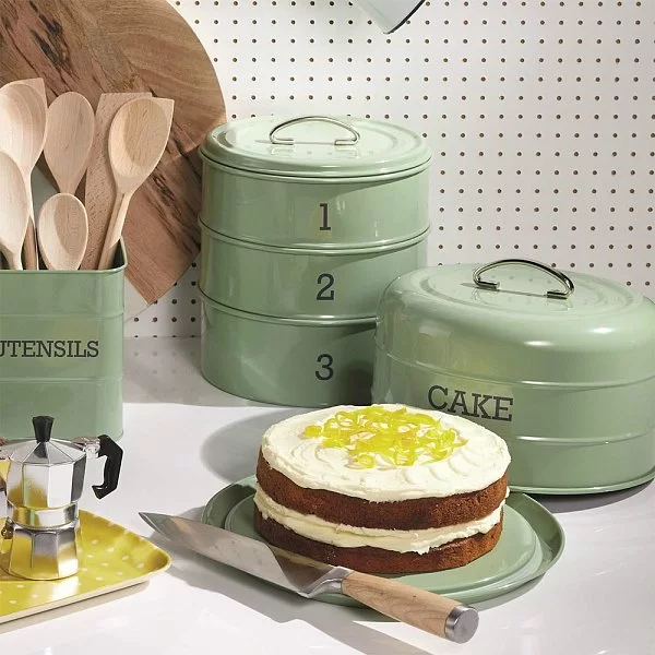 Органайзер кухонный трехуровневый Living Nostalgia 22x27 см, металл, цвет зеленый, Kitchen Craft, Великобритания, LN3TCTGRN - изобр. 8
