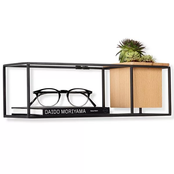 Полка-органайзер Cubist малая 12х38х12 см, цвет черный, материал металл + дерево, Umbra, Канада, 470755-427 - изобр. 7