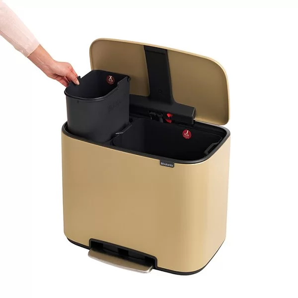 Мусорный бак 2 секции Pedal Bin Bo, цвет минерально-золотой, 11+23л, Brabantia, 121548 - изобр. 14