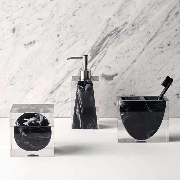 Косметическая емкость Ducale Black 9,5х9,5х9,5 см, полистоун, Kassatex, США, ADE-CJ-BW - изобр. 9