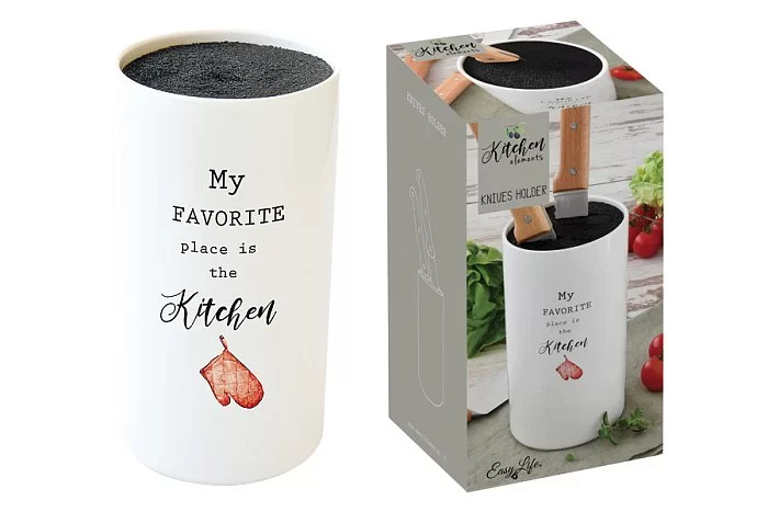 Банка-подставка для кухонных ножей Kitchen Elements, диаметр 11 см, высота 20 см, фарфор, Easy Life, EL-R1910_KITE - изобр. 7