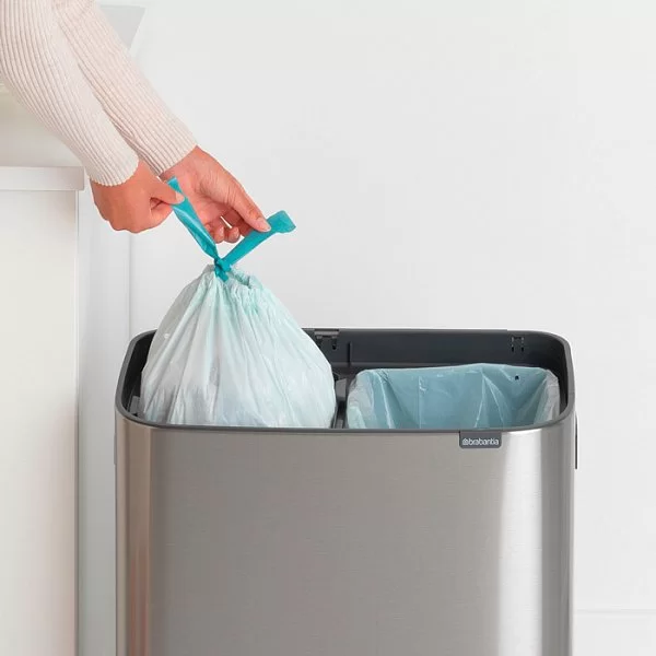 Мусорный бак 2-х секционный Touch Bin Bo объем 30 + 30 л, 54,5x31,2x65,6 см, нержавеющая сталь, цвет стальной матовый, Brabantia, Бельгия, 221422 - изобр. 10
