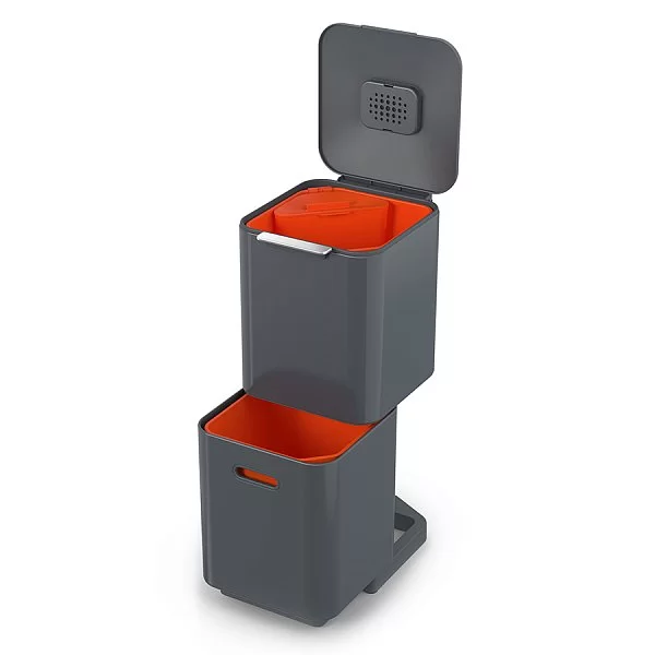 Контейнер для мусора с двумя баками Totem Compact 40 л, 37х76х30 см, низкоуглеродистая сталь, цвет графит, Joseph Joseph, Великобритания, 30065 - изобр. 7