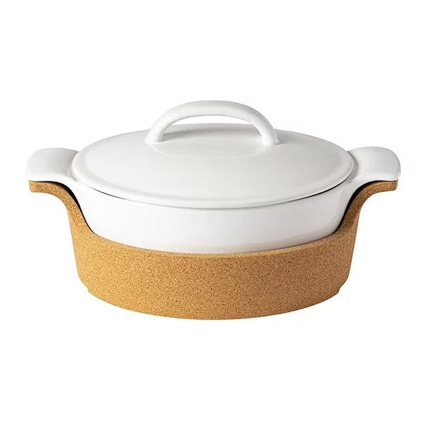 Блюдо на подставке Ensemble 1,9 л, материал керамика + пробка, цвет белый, Costa Nova, Португалия, DH301043 - изобр. 7