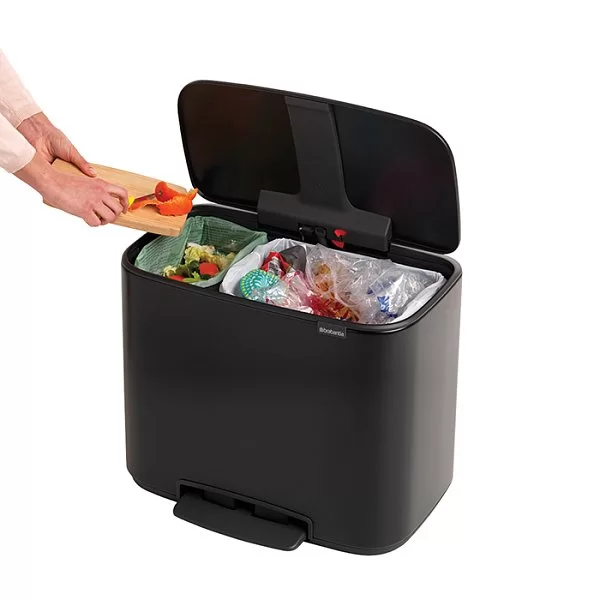 Мусорный бак 2 секции Pedal Bin Bo, черный матовый, 11+23л, Brabantia, 121227 - изобр. 16