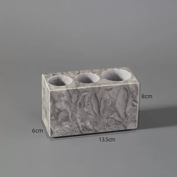 Стакан для зубных щеток Lotus Beige, 6х13,5х8 см, цвет бежевый, мрамор, Kassatex, США, LOS-TBH-BGE - изобр. 8