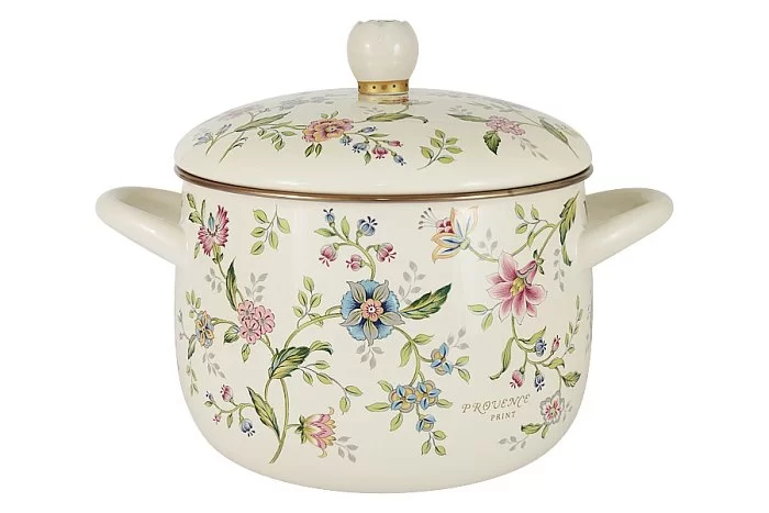 Кастрюля эмалированная с крышкой "Прованс" диаметр 20 см, объем 4,3 л, EJIRY, Япония, EJ-PVR-20DWN - изобр. 7