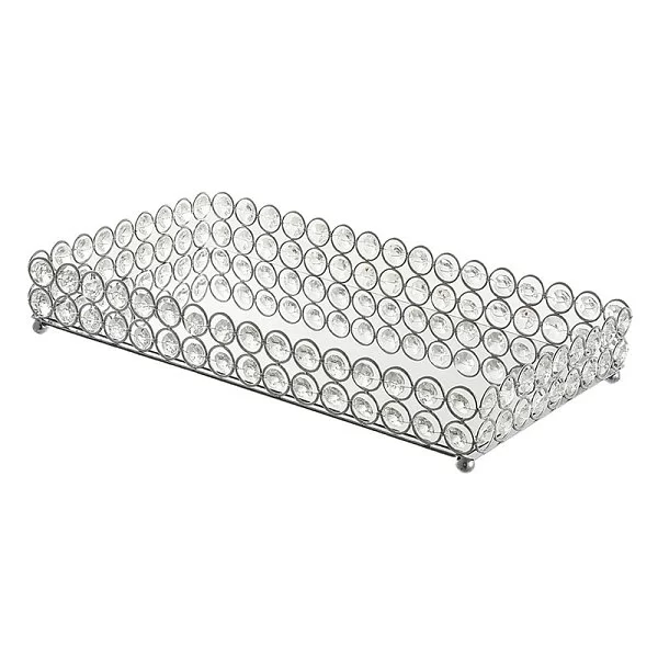 Подставка для предметов Crystal Round Silver 25х15х6 см, металл + хрустальное стекло, цвет серебряный, Kassatex, США, CRD-STR-SLV - изобр. 8