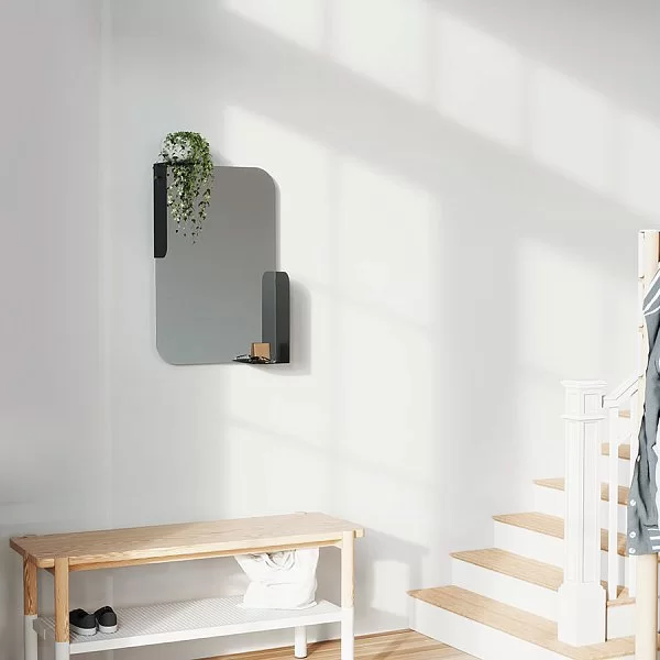 Зеркало настенное Alcove 52x77x13 см, зеркальное полотно + металл, цвет черный, Umbra, Канада, 1015726-040 - изобр. 9