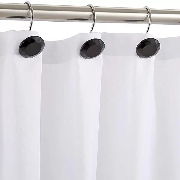 Набор из 12 крючков для шторки Crystal Black, 3,5х7 см, цвет черный, металл, Carnation Home Fashions, США, PHP-CRY/16 - изобр. 9