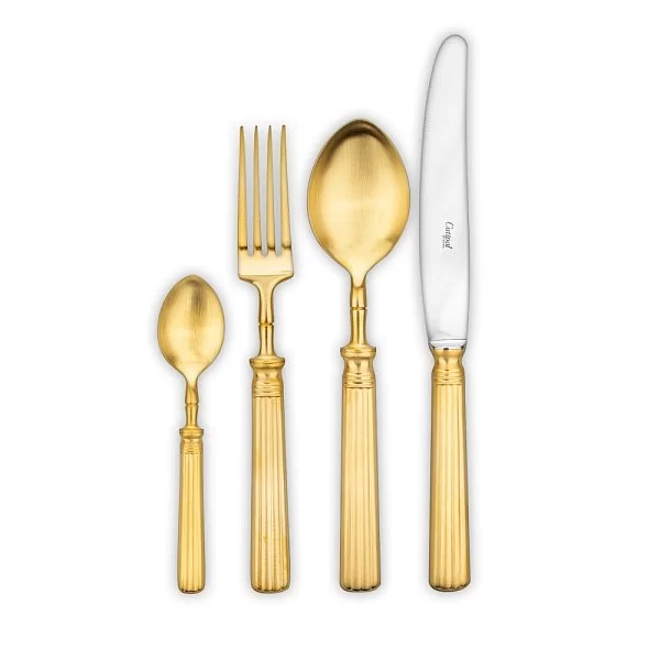 Набор столовых приборов на 6 персон Line Matte Gold Brushed 24 предмета, нержавеющая сталь 18/10 + позолота, Cutipol, Португалия, L.006 GB - изобр. 7