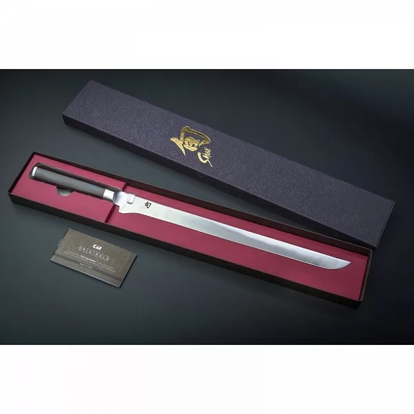 Нож кухонный для тонкой нарезки Ham Slicer длина лезвия 30,5 см, сталь Aus 8A, Kai, Япония, DM-0735 - изобр. 11