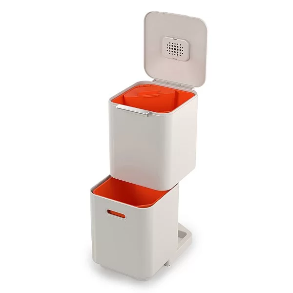 Контейнер для мусора с двумя баками Totem Compact 40 л, 37х76х30 см, низкоуглеродистая сталь, цвет белый, Joseph Joseph, Великобритания, 30064 - изобр. 7