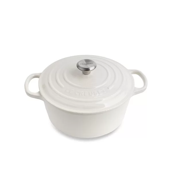Кастрюля круглая с крышкой 20 см, объем 2,4 л, материал эмалированный чугун, цвет кремовый, Le Creuset, Франция, 21177204814430 - изобр. 7