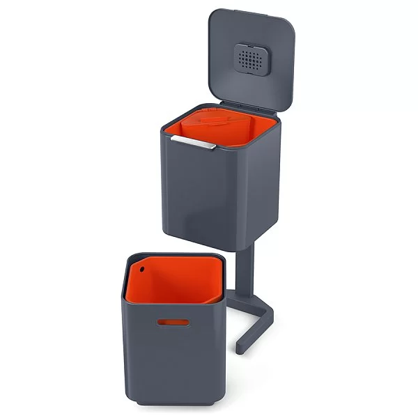 Контейнер для мусора с двумя баками Totem Compact 40 л, 37х76х30 см, низкоуглеродистая сталь, цвет графит, Joseph Joseph, Великобритания, 30065 - изобр. 9