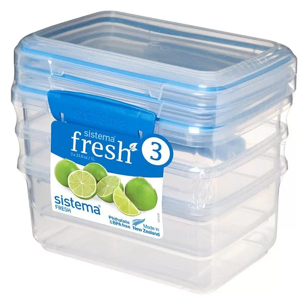 Набор из 3-х пищевых контейнеров FRESH 17,5х11,7х16 см, материал пластик, цвет голубой, Sistema, Новая Зеландия, SI921613 - изобр. 7