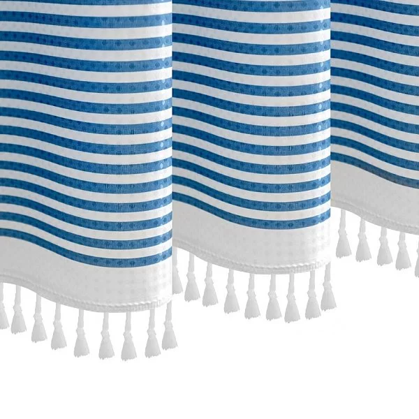 Шторка для ванной комнатыStripe White/Blue, 183х213 см, цвет белый+голубой, полиэстер, Carnation Home Fashions, STR213BLU - изобр. 9