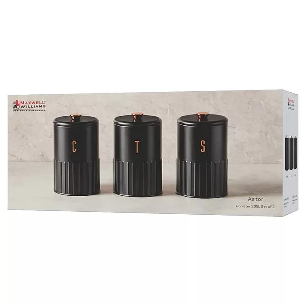 Набор из 3 банок для сыпучих продуктов Astor 1,45 л, цвет черный, жестяная сталь, Maxwell & Williams, MW423-GU0318 - изобр. 10